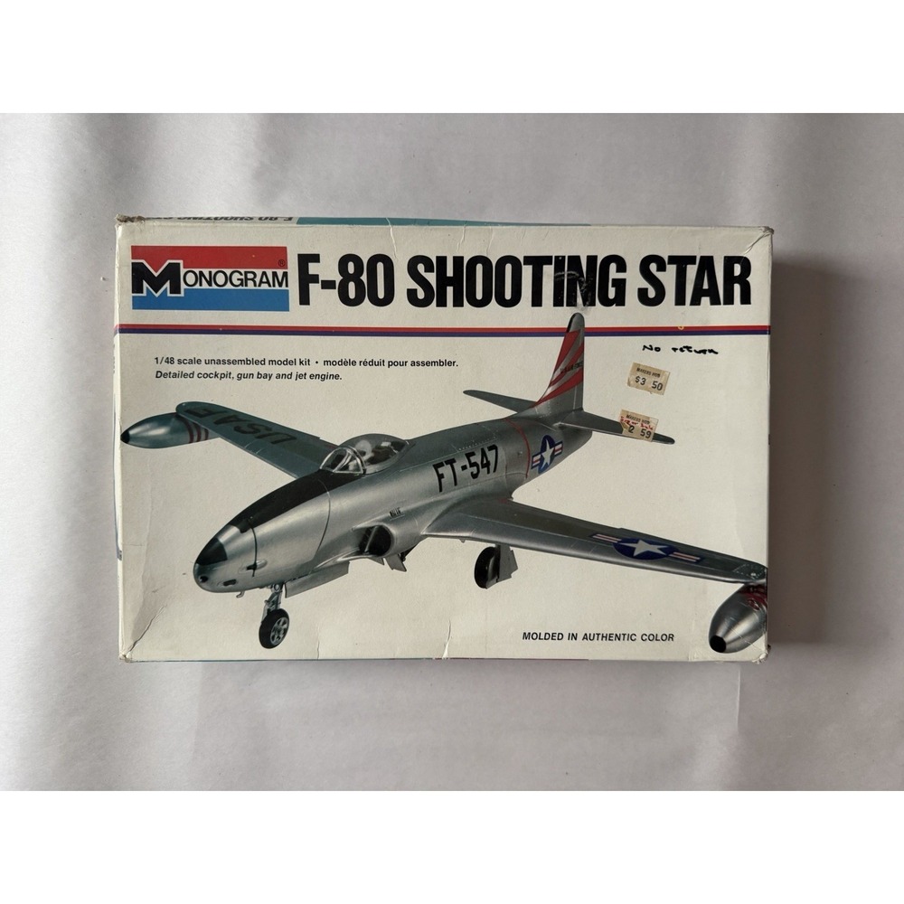 Monogram F-80 Shooting Star 1/48 Scale Plastic Model Airplane Kit Vintage